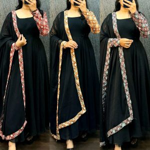 Trendy Black Beauty Kurti With Dupatta
