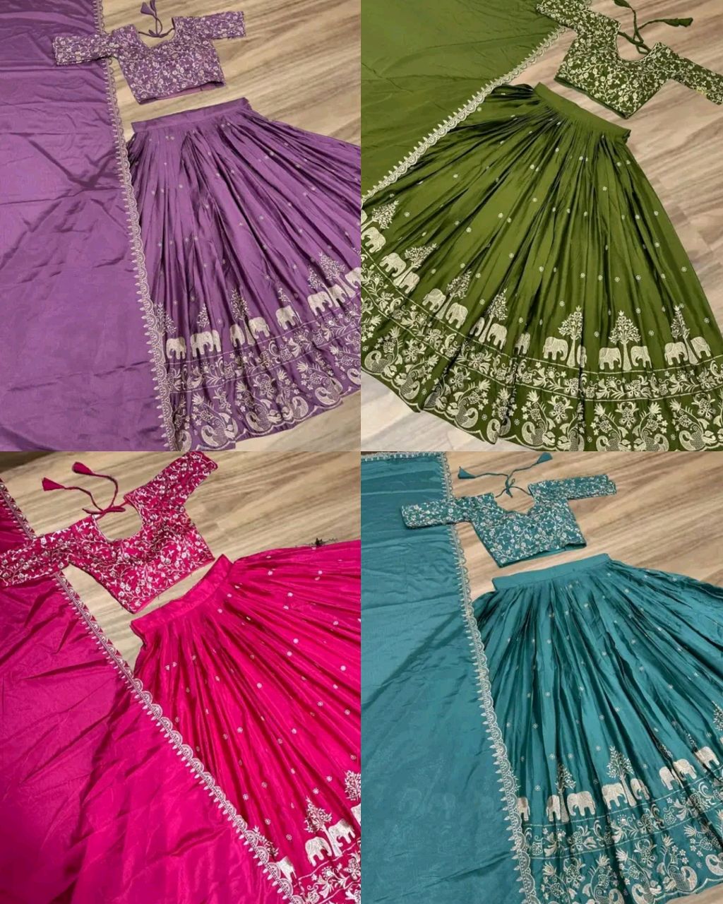 Beautiful Designer Traditional Chinon Silk Heavy Embroidery Work Lehenga