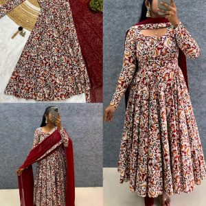 Traditional Kalamkari Graceful Anarkali crafted with modern elegance