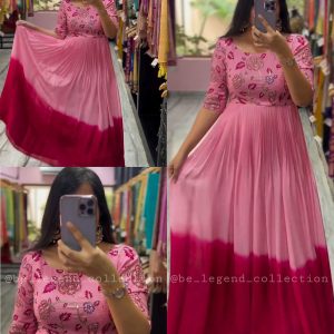 Beautiful Print on Soft Faux Georgette with Hand-work on Yoke