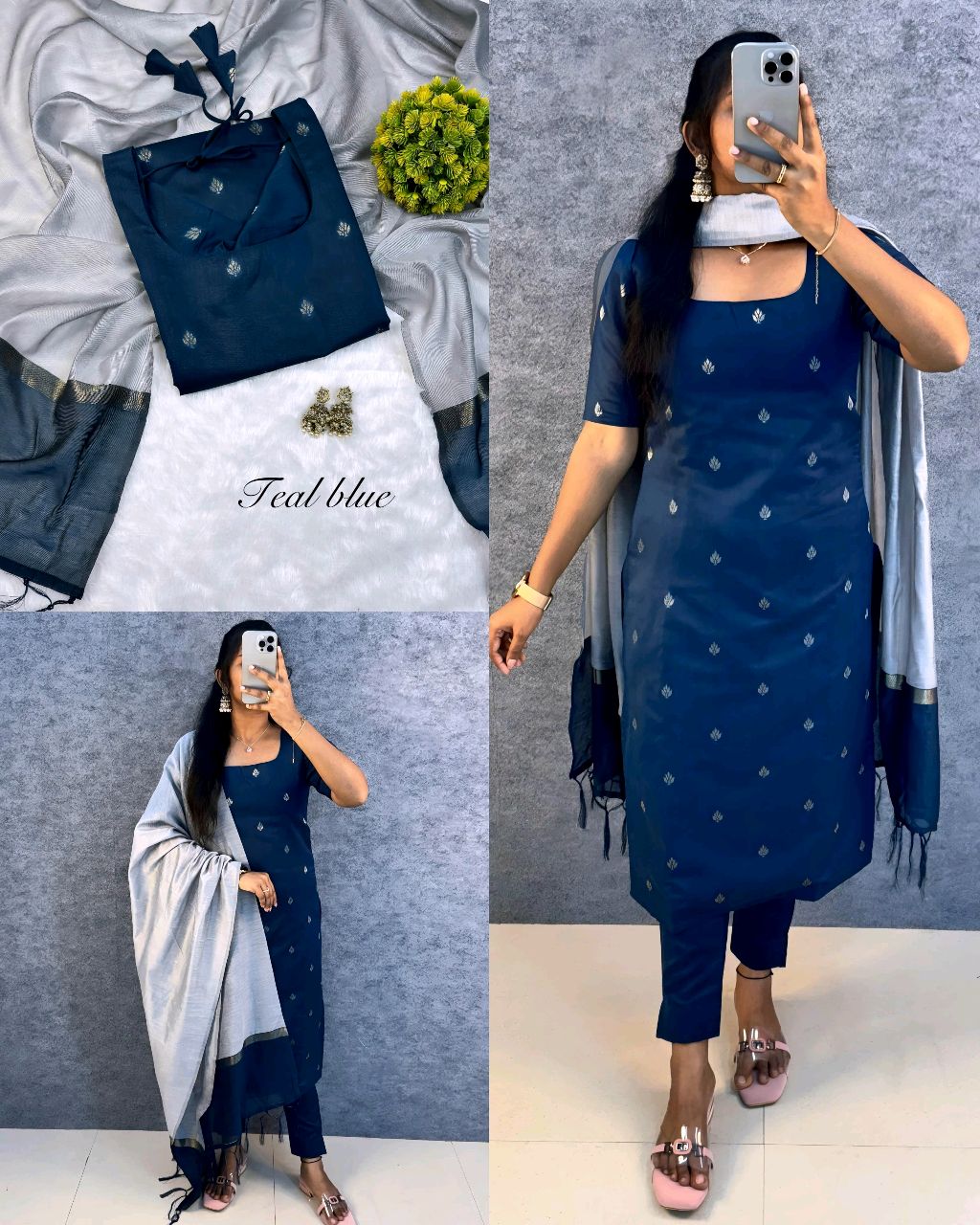 Elevate your style with this stunning pure silk cotton (Kurti+pant+dupatta) set ethinicwear outfit🥰 - Image 3