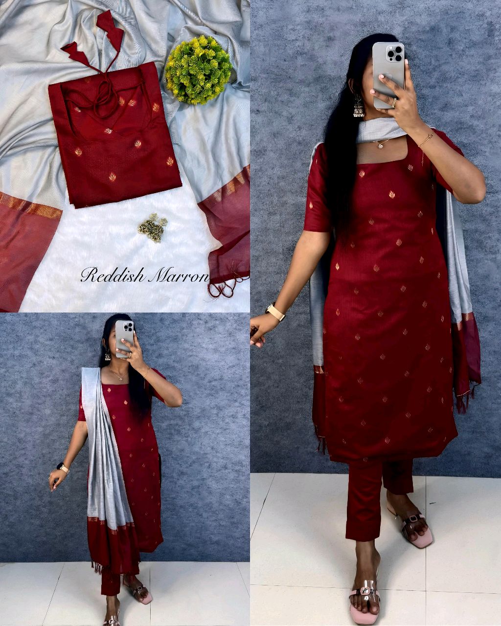 Elevate your style with this stunning pure silk cotton (Kurti+pant+dupatta) set ethinicwear outfit🥰 - Image 4