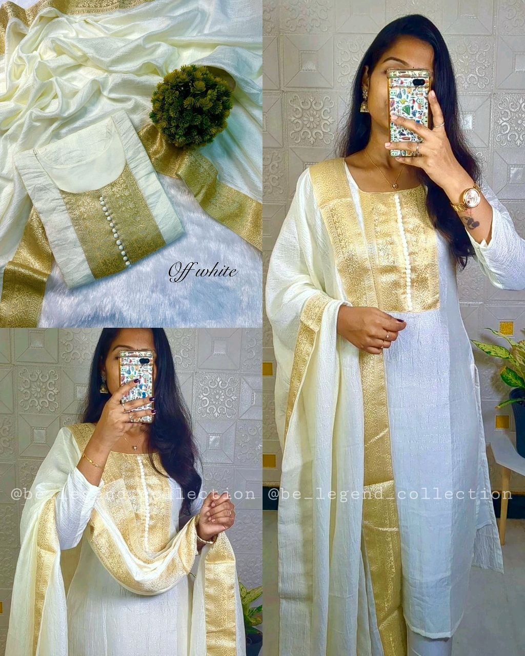 Stylish festival wear pure vichitra silk Kurti set with beautiful zari work lace yoke part and Dupatta - Image 6