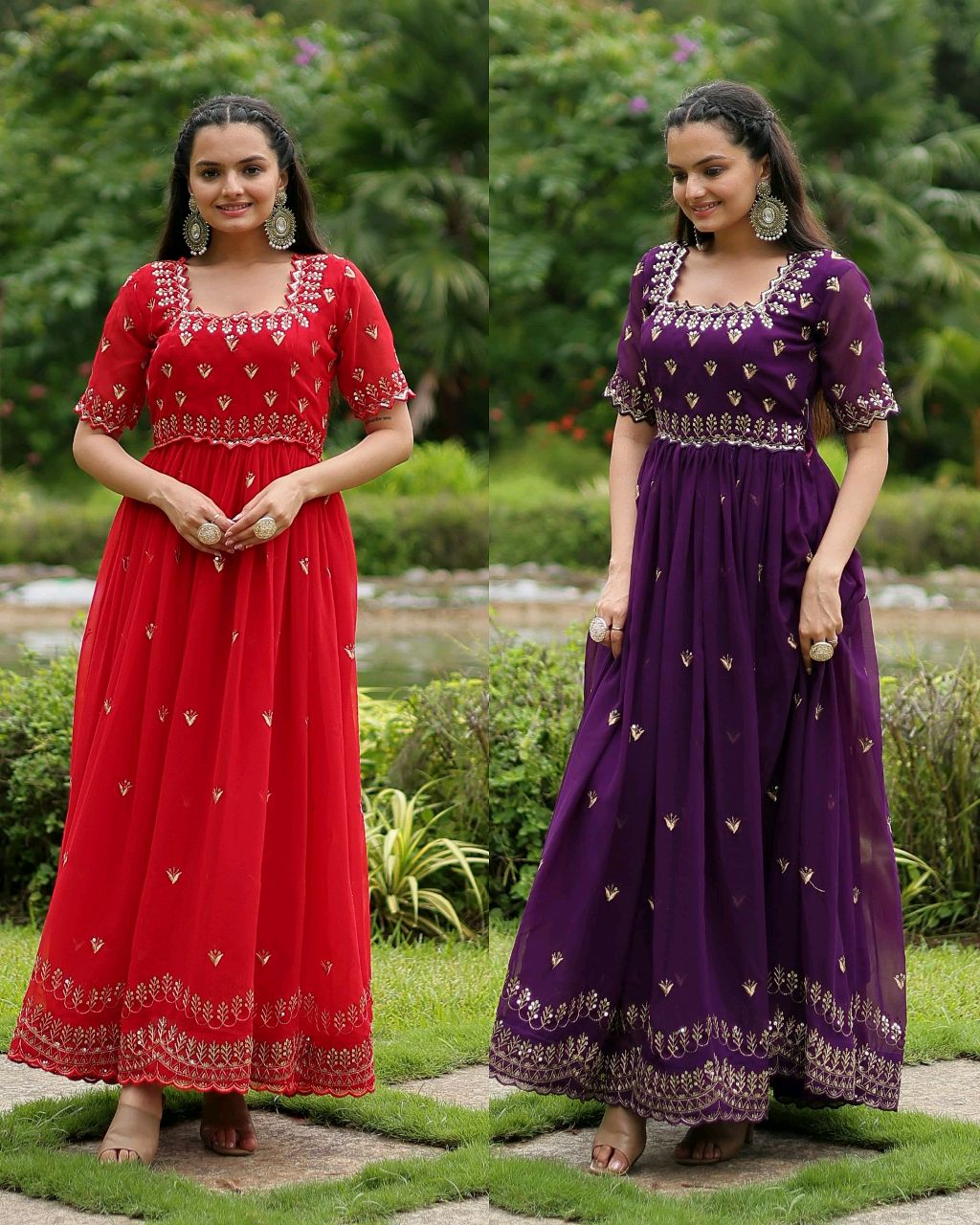 Designer Gown is luxury clothing Considered to be high quality Made by Zari-Thread & Sequins Embroidery - Image 2