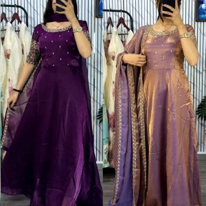 Super Trendy Soft, Breathable Gown With Duppata dress with stunning Embroidery Work , delicate design