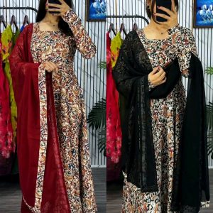 Traditional Kalamkari Graceful Anarkali crafted with modern elegance