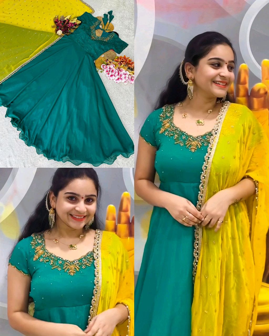 Vichitra Silk Fabric with Maggam Work, huge 8 mtrs flair, stunning design, perfect for special occasions like Elegant look, rich texture, and beautiful Maggam embroidery details make it extraordinary - Image 2