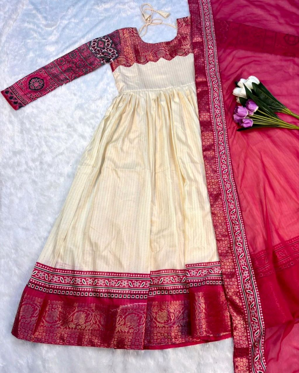 Trendy Tradational Beautiful Gown with dupatta - Image 2