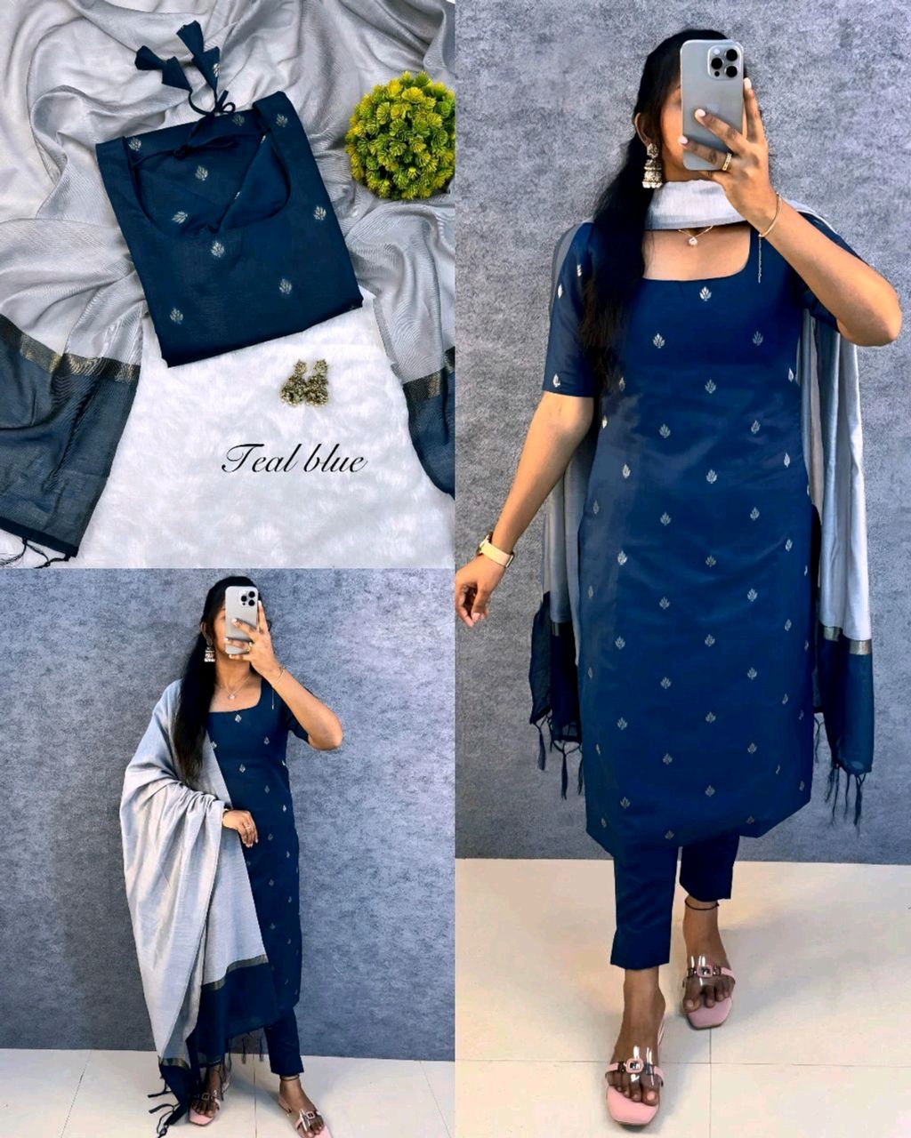 Elevate your style with this stunning pure silk cotton set ethinicwear outfit🥰 - Image 3