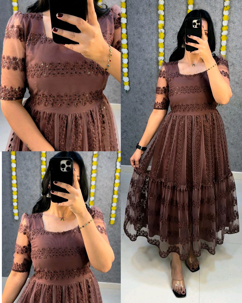 Launching beautiful flower-embroidery sequence work frocks to make your princess look even more cute and pretty