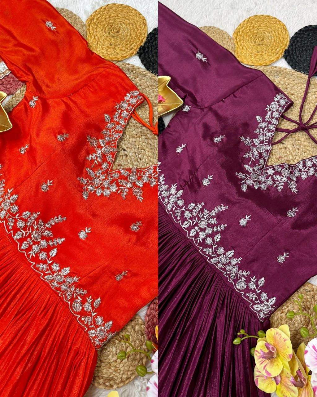 New Launching the most trending Beautiful Soft Chinnon Sequins Embroidery Gown With Dupatta - Image 3