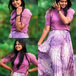 Trendy Stylish Puff Sleeves & Marble Elegance Masterpiece Skirt Combo