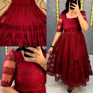 Launching beautiful flower-embroidery sequence work frocks