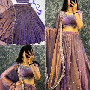 FESTIVEL LEHENGA ORIGINAL SOUTH TISSUE WITH EMBROIDERY & SEQUENCE WORK