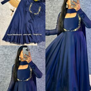 Wear in 3ways Gown+Handwork overcoat +Dupatta