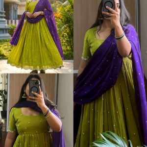 NEON PURPLE ANARKALI 💚✨