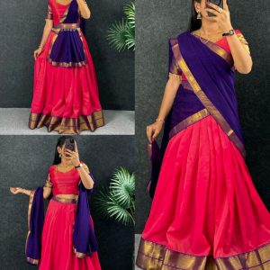 3-Way Style Half Saree | Fully Stitched | Ready-to-Wear