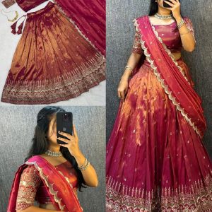 FESTIVEL LEHENGA ORIGINAL SOUTH TISSUE WITH EMBROIDERY & SEQUENCE WORK