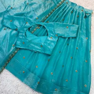 Trendy Hit Premium Pure Space Silk Half Saree With Handwork Cutt Dana Work Collection