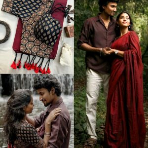 Trendy Presenting Special Summer wear Khadi Cotton Silk Saree With Designer Readymade Ajrakh cotton Blouse