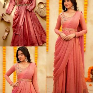 A key design element is the attached Pallu-style drape ✨