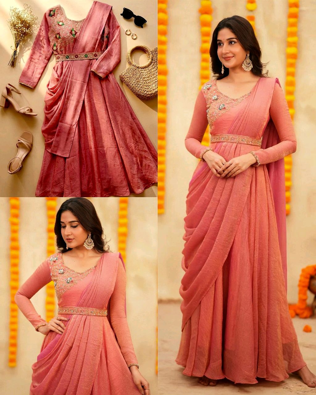 A key design element is the attached Pallu-style drape ✨