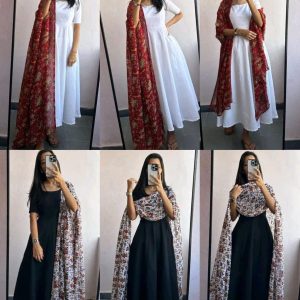 Flared Kurta With Digital Printed Georgette Fabric Dupatta