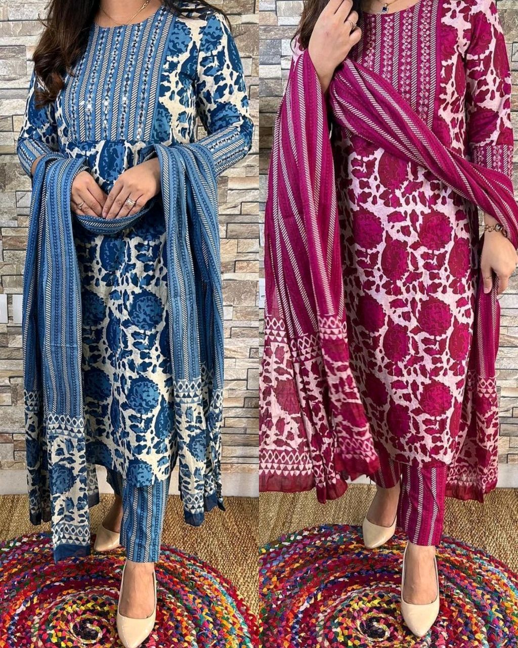 ๐ฅ๐ฅPure fine reyon fabric with Hand wark embroidery Kurti with Pant with cotton 100-100 Dupatta*๐น๐น