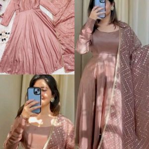 Beautiful Long Anarkali Dress With look luxurious Shine of Chinnon