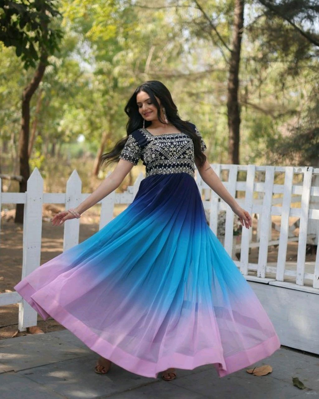 Designer Gown is luxury clothing Considered to be high quality Made by Zari-Thread & Sequins Embroidery - Image 3