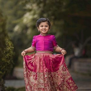 Child Wears Beautifully Stitched Soft Burberry Silk with Beautiful Sequins Embroidered Work