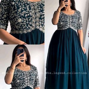 Designer Gown is luxury clothing Considered to be high quality Made by Zari-Thread & Sequins Embroidery