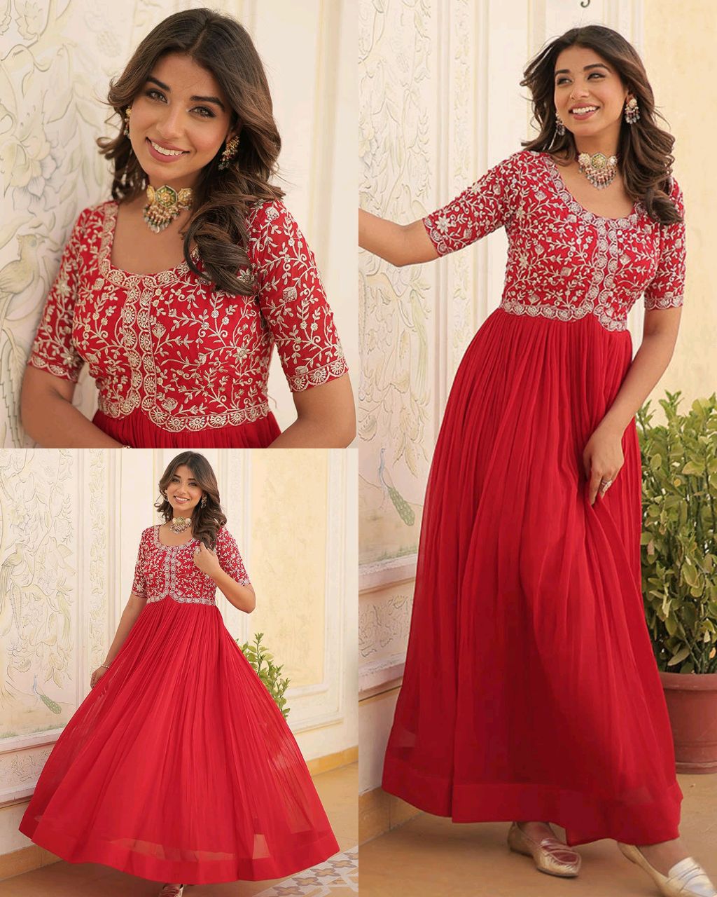 Designer Gown is luxury clothing Considered to be high quality Made by Zari-Thread & Sequins Embroidery - Image 2