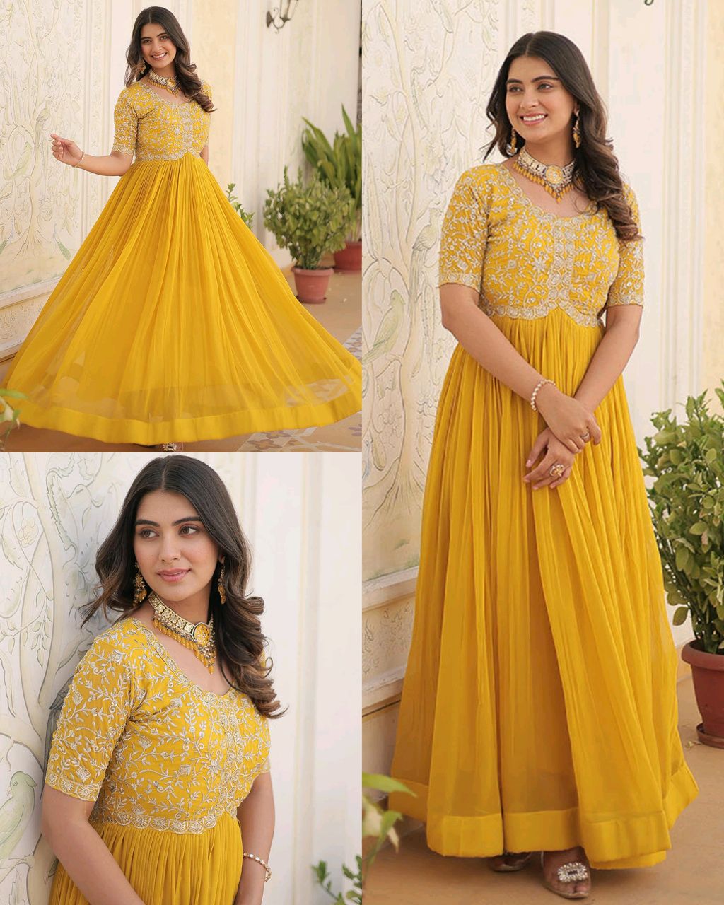 Designer Gown is luxury clothing Considered to be high quality Made by Zari-Thread & Sequins Embroidery - Image 4