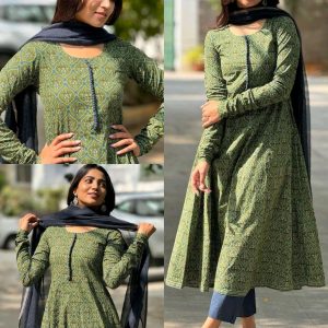 Beautiful Heavy Anarkali Kurti Pant and Kota doria Dupatta