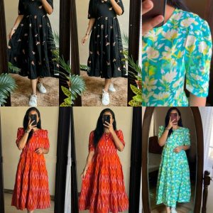 !Beautiful floral print Cotton Full Flair Middy Gown!!