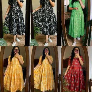 !Beautiful floral print Cotton Full Flair Middy Gown!!