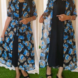 black with blue flowers feeding maternity attached koti