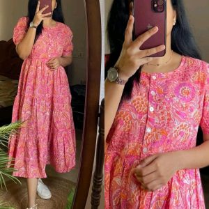 !Beautiful floral print Cotton Full Flair Middy Gown!!