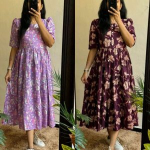 !Beautiful floral print Cotton Full Flair Middy Gown!!