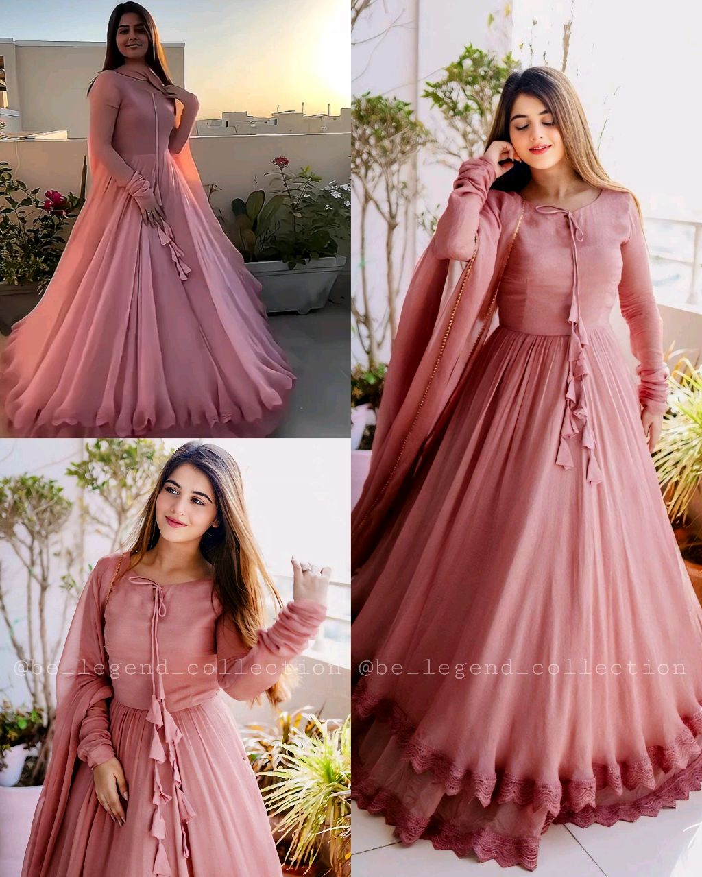 Designer Gown on Faux Georgette febric with Inner and Lace work and Dupatta on also Faux Georgette fabric