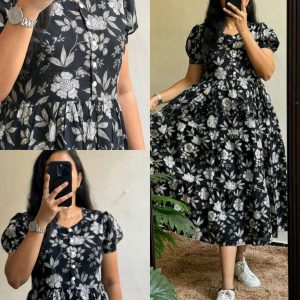 !Beautiful floral print Cotton Full Flair Middy Gown!!