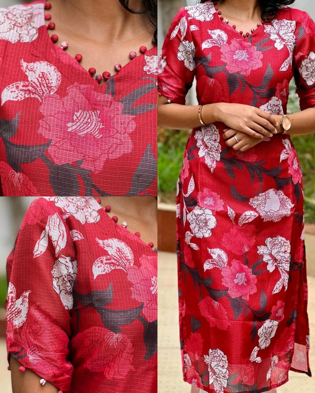 Summer season special Daily routine office work light weight kota cotton V- shape kurti (Only Kurti)