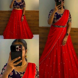 FULL STITCHED SOFT ORGANZA WITH ZARI EMBROIDERY WORK  WITH ZARI BORDER