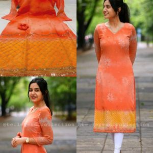 Gorgette Embriodry with Printing Kurti
