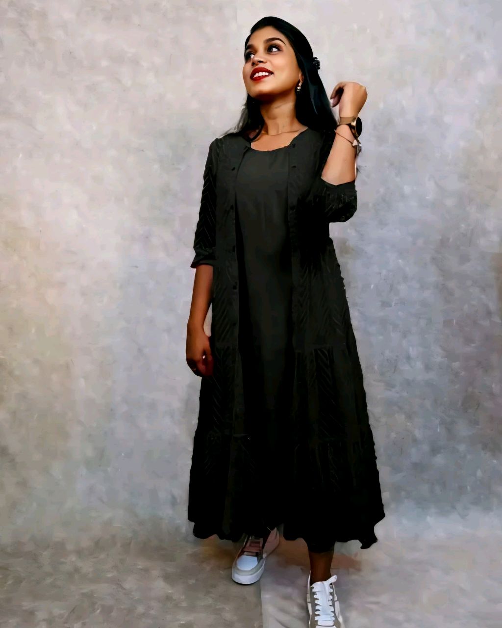 Latest Premium Quality Beautiful Georgette Woven Zikzak Jacket Kurta - Image 3