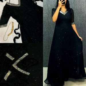 Trendy Black Love Gown