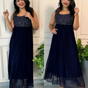 Elevate your wardrobe with this Georgette Stitched Embroidered Anarkali gown.