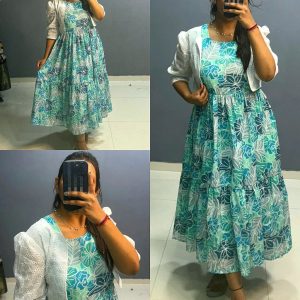Beautiful flowers print maxi with hakoba koti