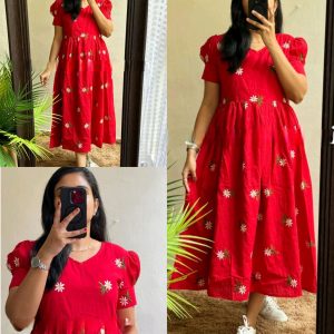 Beautiful Flower print Cotton Full Flair Middy Gown